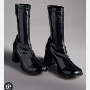 Angel Alarcon Black Leather Ankle Boots Women EU 40 US 9 Block Heel Round Toe